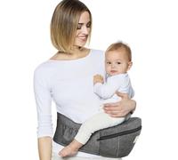 Safotad Baby Carrier with Hip Seat, Ergonomic Front Carrier for Newborns & Toddlers, Adjustable Waistband with Strong Support, Large Pocket Design, Grey