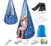 Safotad Pod Swing for Kids, Sensory Swing with Inflatable Pillow & Adjustable Straps, Hanging Hammock Chair for Indoor Outdoor - Supports up to 100lbs, Blue