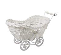 SAFRI® BABY PRAM HAMPER WICKER BASKET BABY SHOWER PARTY GIFTS BOYS GIRLS NEW BORN (White)