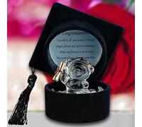 SAFRI Graduation Teddy Gift Keepsake Glass Bear Ornament Congratulations Message Gift