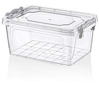 SAFRI Rectangular Clear Plastic Storage Box Ideal for Kitchen Food Flour Biscuits Storage Container Meal Carrier Clip Lock (5 Litre)