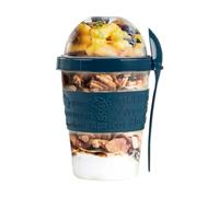 SAFRI Reusable Yogurt Cups with Lid 600ml 100% BPA Free Breakfast On the Go Cups with Topping Cereal Oatmeal Dishwasher Safe Yoghurt Pots Overnight Oats Lunch Box Yogurt Pot (Teal-Blue Cup)