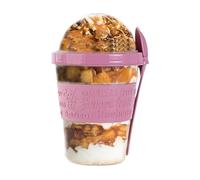 SAFRI Reusable Yogurt Cups with Lid 600ml 100% BPA Free Breakfast On the Go Cups with Topping Cereal Oatmeal Dishwasher Safe Yoghurt Pots Overnight Oats Lunch Box Yogurt Pot (Pink Cup)