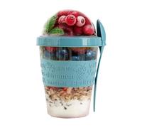 SAFRI Reusable Yogurt Kids Baby Cups with Lid 600ml 100% BPA Free Breakfast On the Go Cups with Topping Cereal Oatmeal Dishwasher Safe Yoghurt Pots Overnight Oats Lunch Box Yogurt Pot (Turquoise Cup)