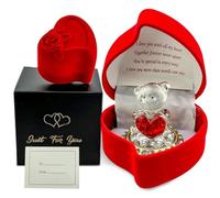 SAFRI Teddy Bear Girlfriend Boyfriend Husband Wife Fiancee Fiance Gift Christmas Valentines day Gift Boxed Glass Ornament Mum Mothers Day Present
