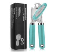 Safring Can Opener Manual, Heavy Duty Handheld Strong Can Opener with Soft Touch Handle, Sharp Blade Smooth Edge, Can Openers with Multifunctional Bottle Opener, Aqua Sky