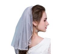 SAFSOU Wedding Veil, Pearl Veil for Bride Wedding, Shining Veil, The Wedding Veils for Brides White, Headdress-02, One Size