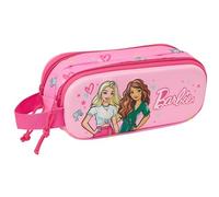 Safta Barbie 3D - Double 3D Pencil Case, Children's Pencil Case, Ideal for School-Age Children, Comfortable and Versatile, Quality and Resistance, 21 x 6 x 8 cm, Pink/Fuchsia, Pink/Fuchsia, Estándar,