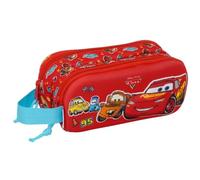 Safta - 3D Cars Double School Pencil Case, Children's School Pencil Case with Two Compartments and Zippers, Side Hand Handle, Measures 21 x 6 x 8 cm, School Pencil Case 2 Compartments