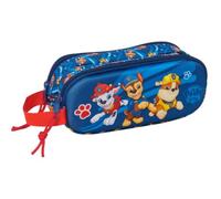 Safta - 3D Paw Patrol Double School Pencil Case, Children's School Pencil Case with Two Compartments and Zippers, Side Hand Handle, Measures 21 x 6 x 8 cm, School Pencil Case 2 Compartments