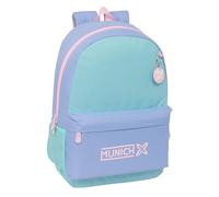 Safta Munich MELLOW - Children's School Backpack, Ideal for Children of Different Ages, Comfortable and Versatile, Quality and Resistance, 30 x 14 x 46 cm, Blue/Light Blue/Light Pink, M, Casual
