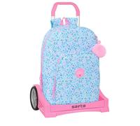 Safta VMB Paradise - School Backpack, with Evolution Trolley Included, Ideal for Children of Different Ages, Comfortable and Versatile, Quality and Resistance, Light Blue/Light Pink, M, Casual