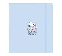 SNOOPY LOVE - Carpeblock with 4 Rings of 35 mm, with Refill, with 100 A4 Sheets, Ideal for Children of Different Ages, Comfortable and Versatile, Quality and Resistance, 27 x 4 x 32 cm, light blue, M,