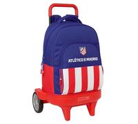 Safta Atlético de Madrid - Large Backpack with Wheels, Compact Evolution, Removable, Ideal for Children of Different Ages, Comfortable and Versatile, Quality and Resistance, 33 x 22 x 45 cm, Red/blue