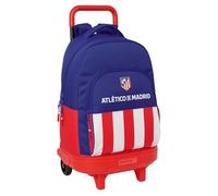 Safta ATLÉTICO DE MADRID - Large Backpack with Wheels, Compact, Removable, Ideal for Children of Different Ages, Comfortable and Versatile, Quality and Resistance, 33 x 22 x 45 cm, Red/blue/white, M