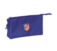 Safta ATLÉTICO DE Madrid Teen - Triple Pencil Case, Children's Pencil Case, Ideal for School Age Children, Comfortable and Versatile, Quality and Resistance, 22 x 3 x 12 cm, Dark Blue, M, Casual