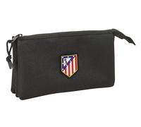 Safta ATLÉTICO DE MADRID TEEN - Triple Pencil Case, Children's Pencil Case, Ideal for School Age Children, Comfortable and Versatile, Quality and Resistance, 22 x 3 x 12 cm, Black/White, M, Casual