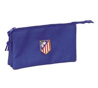 Safta ATLÉTICO DE Madrid Teen - Triple Pencil Case, Children's Pencil Case, Ideal for School Age Children, Comfortable and Versatile, Quality and Resistance, 22 x 3 x 12 cm, Dark Blue, M, Casual