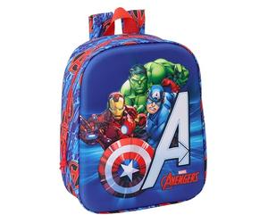 Safta AVENGERS 3D Nursery Backpack, Adaptable to Cart, Easy Cleaning, Ideal for Children of Different Ages, Comfortable and Versatile, Quality and Resistance, 22 x 10 x 27 cm, Dark Blue/Red, M, Casual