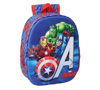 Safta AVENGERS 3D School Backpack, with 3D Design, Adaptable to Cart, Ideal for Children of Different Ages, Comfortable and Versatile, Quality and Resistance, 27 x 10 x 33 cm, Dark Blue/Red, M, Casual