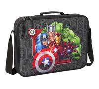 Safta AVENGERS VENDETTA - Extra School Wallet, Pencil Case, Shoulder Bag, Comfortable and Versatile, Quality and Resistance, 38 x 6 x 28 cm, Black/White, M, Casual