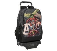 Safta AVENGERS VENDETTA School Backpack with Trolley, Ideal for Children of Different Ages, Comfortable and Versatile, Quality and Resistance, 33 x 15 x 43 cm, Black/White, M, Casual