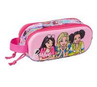 Safta Barbie 3D - Double 3D Pencil Case, Children's Pencil Case, Ideal for School Age Children, Comfortable and Versatile, Quality and Resistance, 21 x 6 x 8 cm