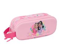 Safta - Barbie 3D Double School Pencil Case, Children's School Pencil Case with Two Compartments and Zippers, Side Hand Handle, Measures 21 x 6 x 8 cm, School Pencil Case 2 Compartments