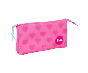 Safta BARBIE HEARTS - Triple Pencil Case, Children's Pencil Case, Ideal for Scho
