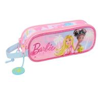 Safta BARBIE PAINTERLY - Double Child's Pencil Case, Children's Pencil Case, Ideal for School-Age Children, Comfortable and Versatile, Quality and Resistance, 21 x 6 x 8 cm, Pink/blue, M, Casual