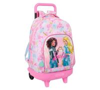 Safta BARBIE PAINTERLY - Large Backpack with Wheels, Compact, Removable, Ideal for Children of Different Ages, Comfortable and Versatile, Quality and Resistance, 33 x 22 x 45 cm, Pink/blue, M, Casual