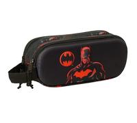 Safta Batman 3D - Double 3D Pencil Case, Children's Pencil Case, Ideal for School-Aged Children, Comfortable and Versatile, Quality and Resistance, 21 x 6 x 8 cm, Black, Black/White, Estándar, Casual