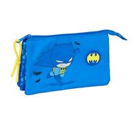 Safta Batman Preschool - Triple Pencil Case, Children's Pencil Case, Ideal for School Age Children, Comfortable and Versatile, Quality and Resistance, 22 x 3 x 12 cm, blue, M, Casual