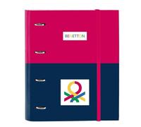 Safta BENETTON CHERRY - 4 Ring Binder 35 cm with 100 A4 Sheets, Ideal for Children of Different Ages, Comfortable and Versatile, Quality and Resistance, 27 x 3.5 x 32 cm, Cherry/Navy, M, Casual