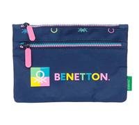 Safta Benetton Cool - Large School Pencil Case, Double Zipper, Children's Pencil Case, Comfortable and Versatile, Easy Cleaning, 23 x 3 x 16 cm, Navy Blue, Navy, Estándar, Casual