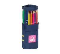 Safta BENETTON DAMERO - Roll-up Pencil Case Included Useful Case, Children's Case, Ideal for Children from 5 to 14 Years, Comfortable and Versatile, Quality and Resistance, 7 x 20 cm, navy, M, Casual