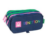 Safta Benetton DAMERO - Triple Big Pencil Case, Children's Pencil Case, Ideal for School Age Children, Comfortable and Versatile, Quality and Resistance, 21.5 x 8 x 10 cm, Navy, M, Casual
