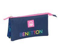 Safta BENETTON DAMERO - Triple Pencil Case, Children's Pencil Case, Ideal for School Age Children, Comfortable and Versatile, Quality and Resistance, 22 x 3 x 12 cm, navy, M, Casual