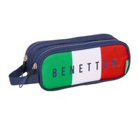 Safta BENETTON FLAG - Double Child's Pencil Case, Children's Pencil Case, Ideal for School Age Children, Comfortable and Versatile, Quality and Resistance, 21 x 6 x 8 cm, navy, M, Casual