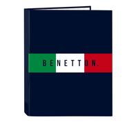 Safta Benetton Flag - Folder with 4 Rings, Ideal for Children of Different Ages, Comfortable and Versatile, Quality and Resistance, 26.5 x 33 cm, Navy, M, Casual