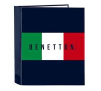Safta Benetton Flag - Folio Folder 4 Rings, Ideal for Children of Different Ages, Comfortable and Versatile, Quality and Resistance, 27 x 6 x 33 cm, Navy, M, Casual