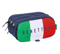 Safta BENETTON FLAG - Triple Big Pencil Case, Children's Pencil Case, Ideal for School Age Children, Comfortable and Versatile, Quality and Resistance, 21.5 x 8 x 10 cm, navy, M, Casual