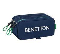 Safta BENETTON GREEN - Triple Big Pencil Case, Children's Pencil Case, Child, Ideal for School Age Children, Comfortable and Versatile, Quality and Resistance, 21.5 x 8 x 10 cm, navy, M, Casual