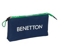 Safta BENETTON GREEN - Triple Pencil Case, Children's Pencil Case, Ideal for School Age Children, Comfortable and Versatile, Quality and Resistance, 22 x 3 x 12 cm, navy, M, Casual