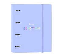 Safta BENETTON LILA - 4 Ring Binder 35 cm with 100 A4 Sheets, Ideal for Children of Different Ages, Comfortable and Versatile, Quality and Resistance, 27 x 3.5 x 32 cm, lilac, M, Casual