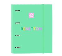 Safta BENETTON MINT - 4 Ring Binder 35 cm with 100 A4 Sheets, Ideal for Children of Different Ages, Comfortable and Versatile, Quality and Resistance, 27 x 3.5 x 32 cm, Pastel Mint Green, M, Casual