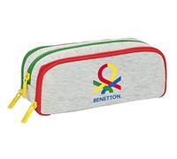 safta Benetton Pop - Triple Folding Pencil Case, Children's Pouch, Ideal for Children 5 to 14 Years, Comfortable and Versatile, Quality and Strength, 21 x 8 x 8 cm, Grey, Grey, Estándar, Casual