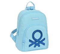 SAFTA Benetton Sequins - Mini Backpack for Daily Use, Ideal for Children of Different Ages, Comfortable and Versatile, Quality and Strength, 25 x 13 x 30 cm, Light Blue, Light Blue, Estándar, Casual