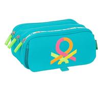 Safta Benetton Summer - Triple Big Pencil Case, Children's Pencil Case, Ideal for School Age Children, Comfortable and Versatile, Quality and Resistance, 21.5 x 8 x 10 cm, Blue, M, Casual