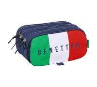 Safta BENETTON FLAG - Triple Big Pencil Case, Children's Pencil Case, Ideal for School Age Children, Comfortable and Versatile, Quality and Resistance, 21.5 x 8 x 10 cm, navy, M, Casual